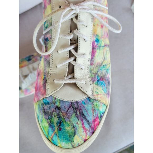 Linea Paolo Calf Hair / Leather Sneakers White / Tie Dye Multi Size 12 Women's - Picture 6 of 12